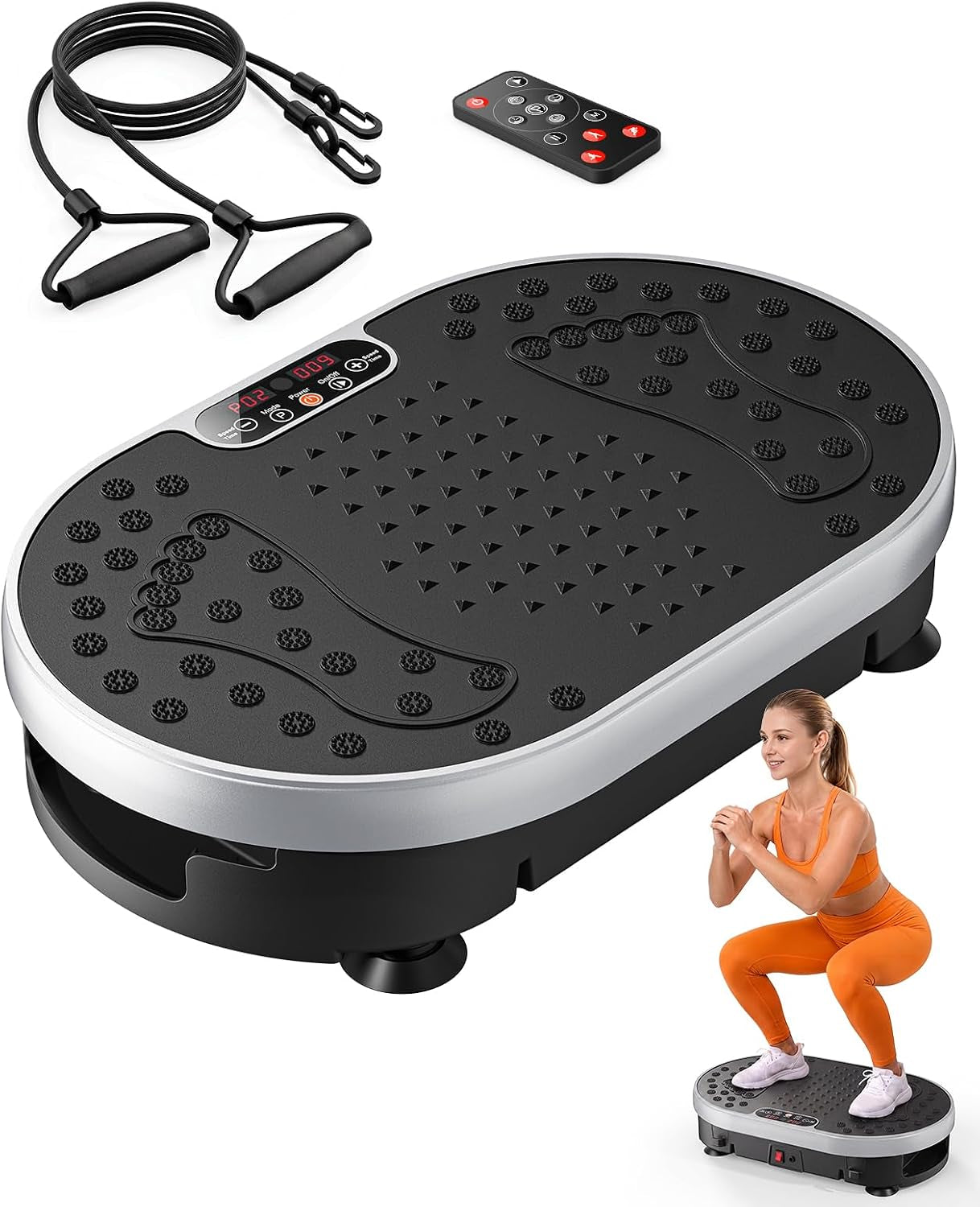 Vibration Plate Exercise Machine, 9 Modes & 120 Speeds, Body Shake Plate with Resistance Bands Slot & Remote Control, Shake Board for Weight Loss Fat Burner Home Fitness Workout